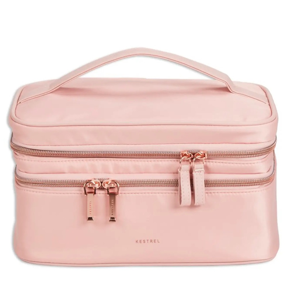 KESTREL Double Zip Train Case Pink Gold Hardware New with Tag